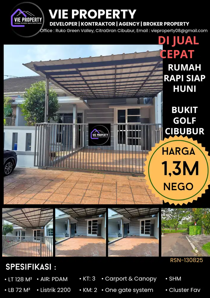 Dijual murah, dibawah pasaran rumah di Bukit Golf Cibubur