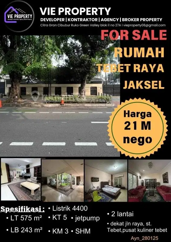 DIJUAL MURAH, RUMAH SIAP HUNI DI LOKASI STRATEGIS TEBET JAKSEL