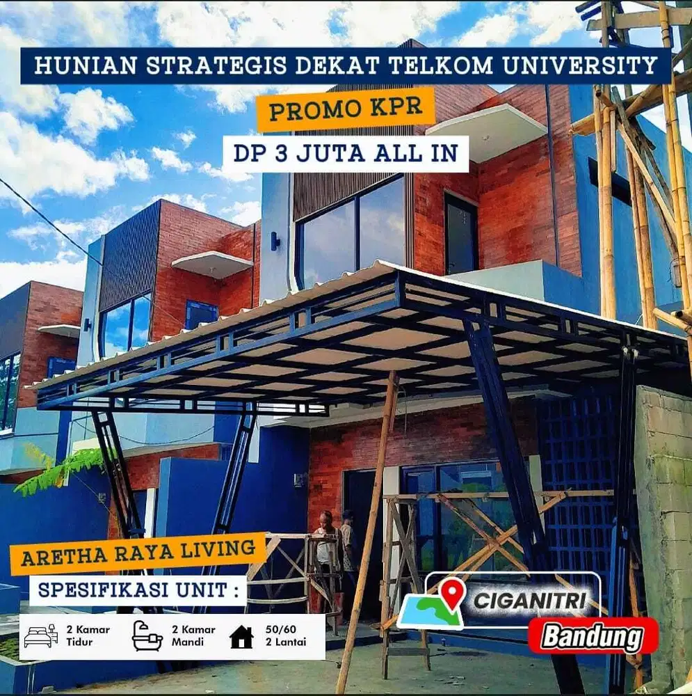 Dp 3 juta all in rumah 2 Lt di bojongsoang ciganitri dkt griya bubat