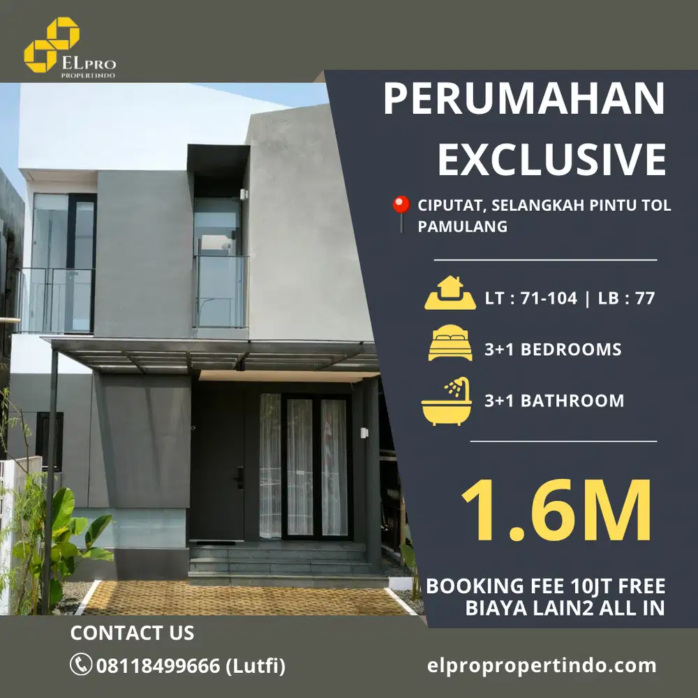 Dijual Perumahan Exclusive Lokasi Selangkah Pintu Tol Pamulang