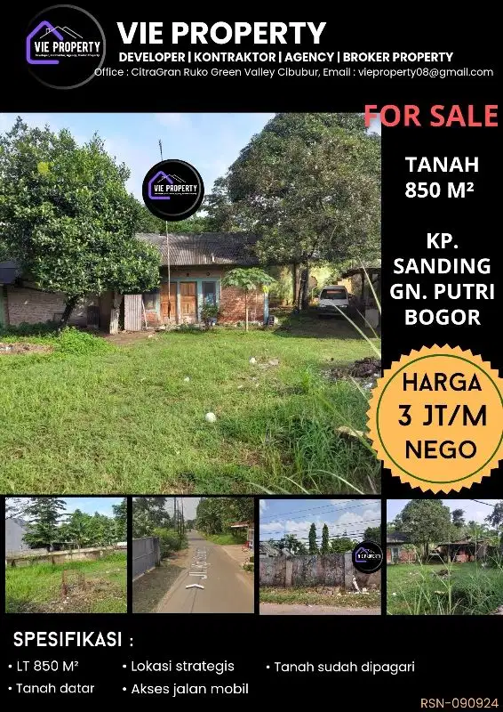 MURAAHH! DIJUAL TANAH DI LOKASI RAMAI DI BOJONG NANGKA GN PUTRI BOGOR