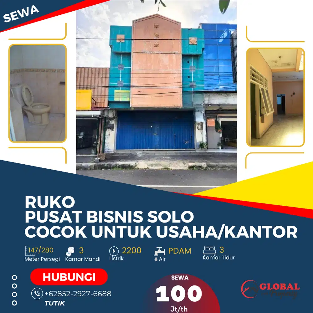 Ruko Pusat Bisnis Area Serengan Cocok Untuk Kantor/Usaha