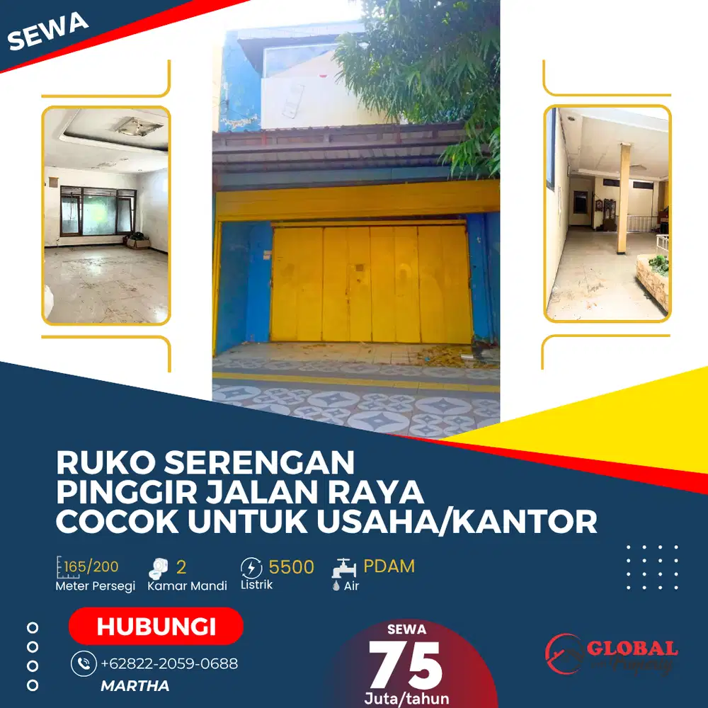 Ruko Pinggir Jalan Raya Lokasi Strategis Cocok untuk Berbagai Usaha