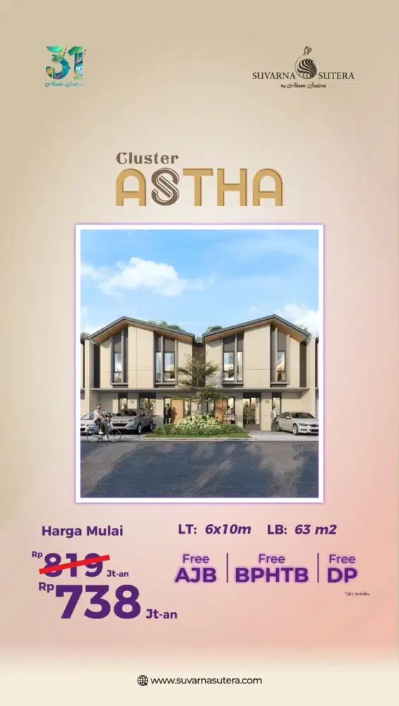 Rumah Cluster Astha Promo Dan Diskon Suvarna Sutera Cikupa