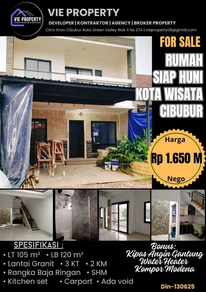 BANTING HARGA  Jual BU, rumah baru renov  di Kota Wisata Cibubur