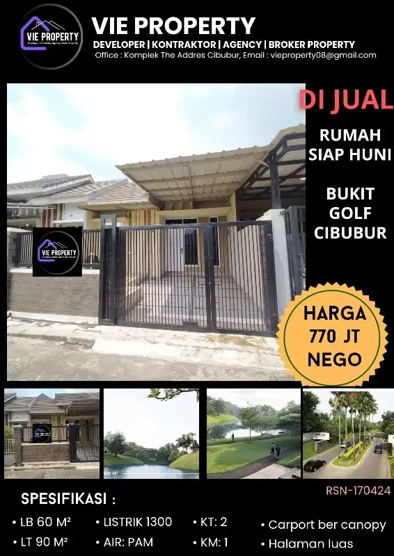 BANTING HARGA, RUMAH DIJUAL MURAH DI BUKIT GOLF CIBUBUR