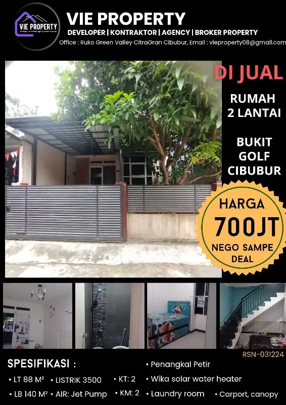 DIJUAL MURAH, RUMAH CIBUBUR BUKIT GOLF