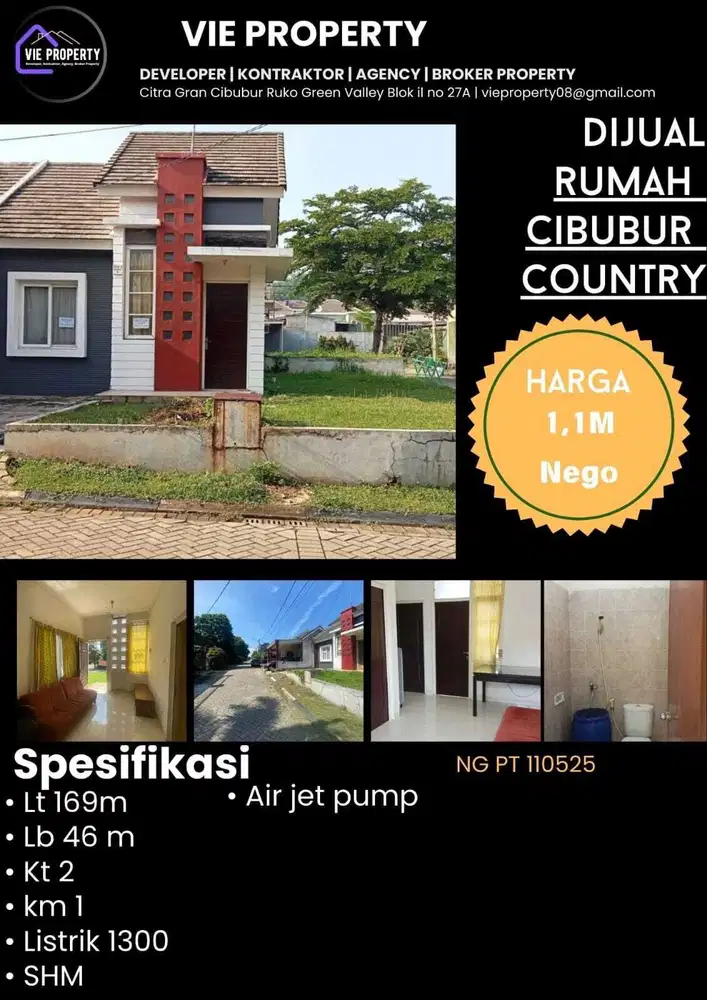 DIJUAL CEPAT RUMAH HOOK TANAH LUAS DI CIBUBUR COUNTRY CIBUBUR
