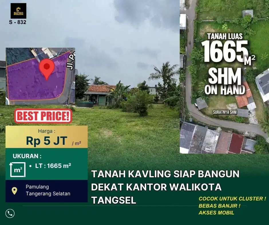 S832. Tanah Siap Bangun Cocok Cluster Strategis Permeter 5 Juta