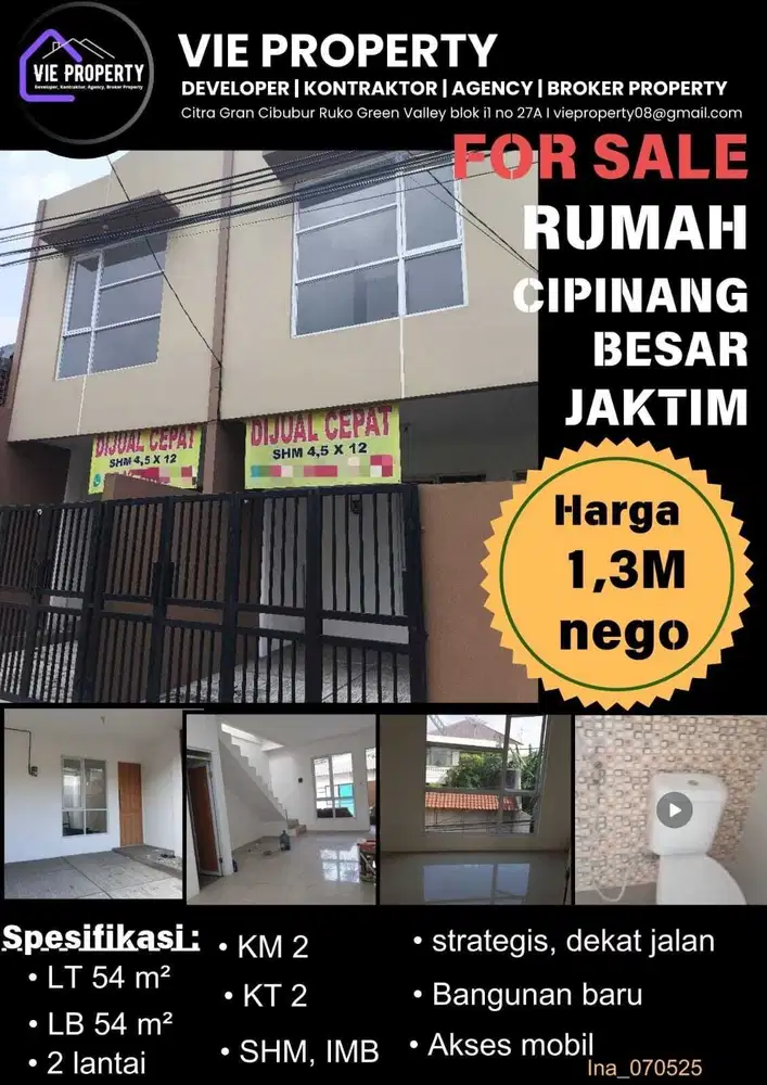 Rumah Baru Siap Huni di Cipinang  Besar JakTim