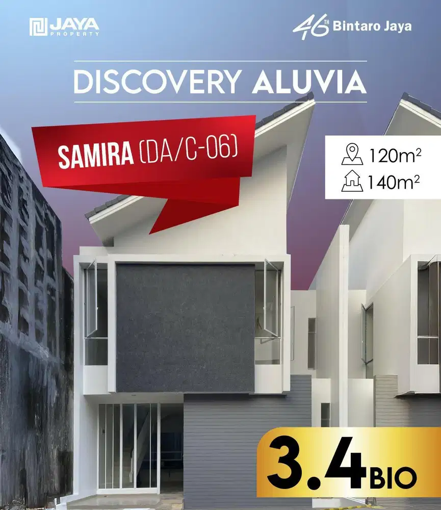 Dijual Rumah 0% DP di Discovery Aluvia Bintaro Jaya Tangerang Selatan