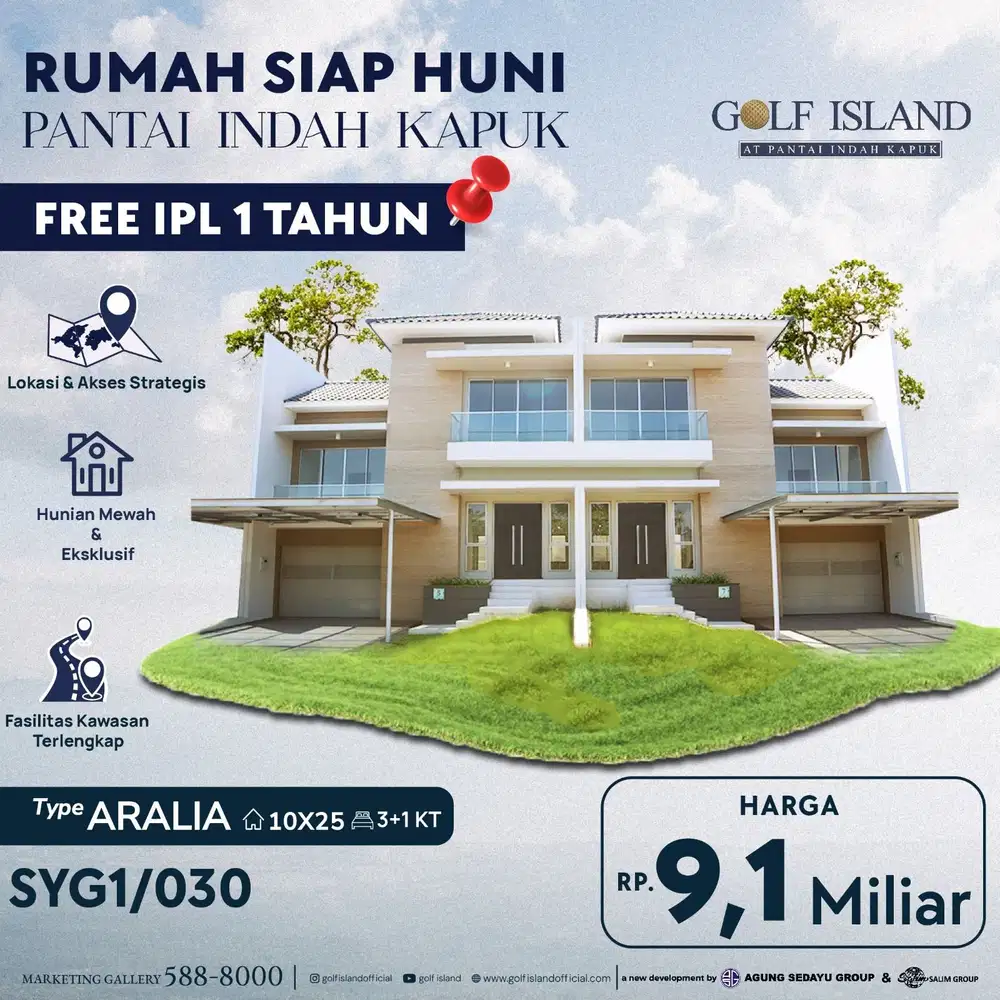 Bisa Cicilan dijual rumah pik golf island ukuran 10x25