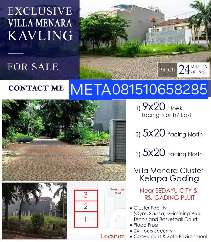 TURUN HARGA KAVLING VILLA MENARA KELAPA GADING DIBAWAH NJOP