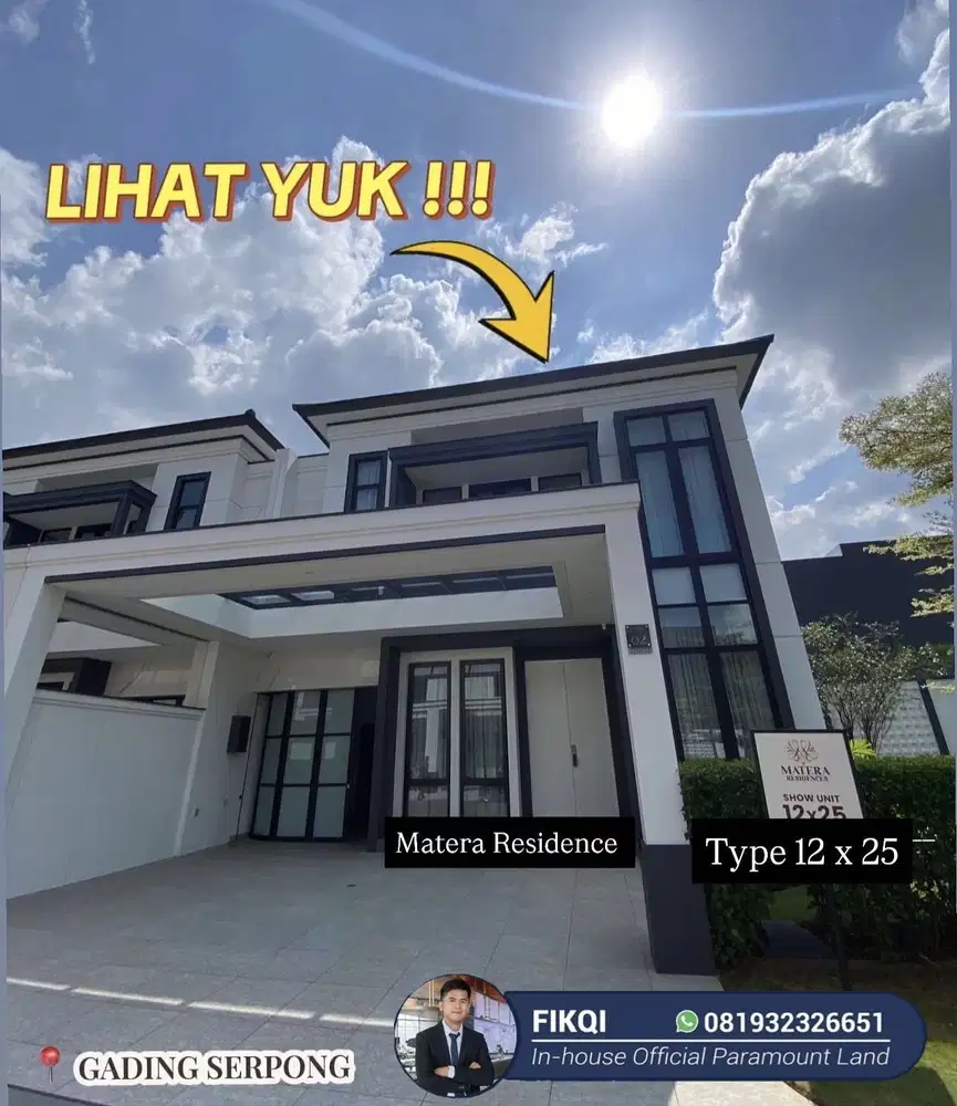 Matera Residences type 12x25 terbesar di area private dan terbaik