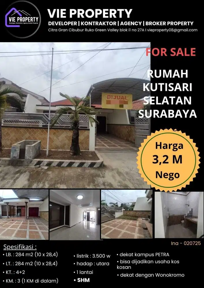 Rumah dekat kampus Petra Kutisari Selatan Surabaya