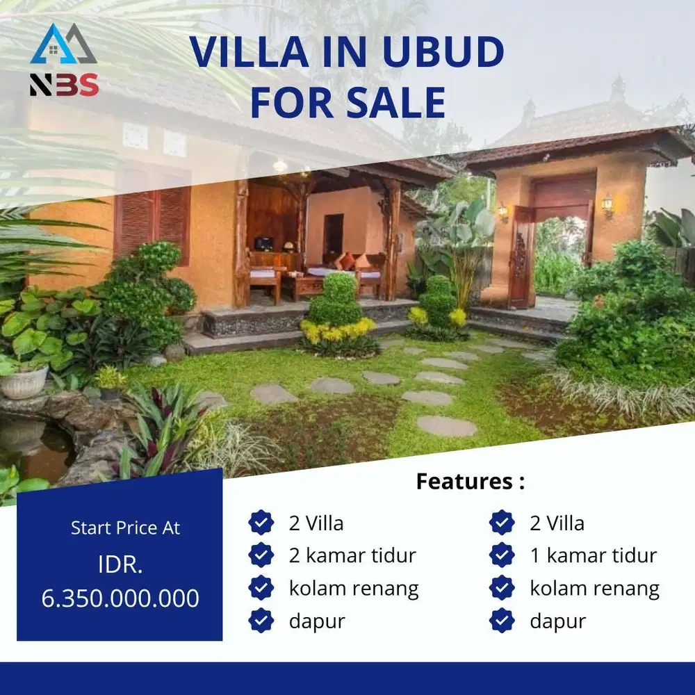 FOR SALE KOMPLEKS VILLA KAYU TROPIS YANG INDAH DI LODTUNDUH UBUD BALI