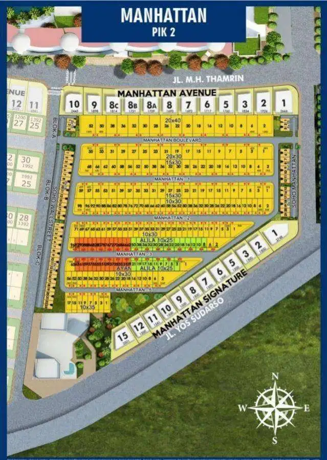 Dijual Kavling Residence Manhattan 10x30 Hadap Utara posisi Badan PIK2