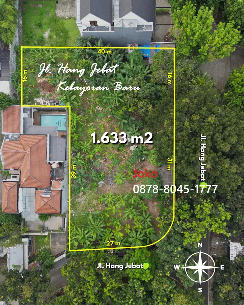 Kavling Tanah Premium TERLUAS  Jl. Hang Jebat, Kebayoran Baru, Jaksel