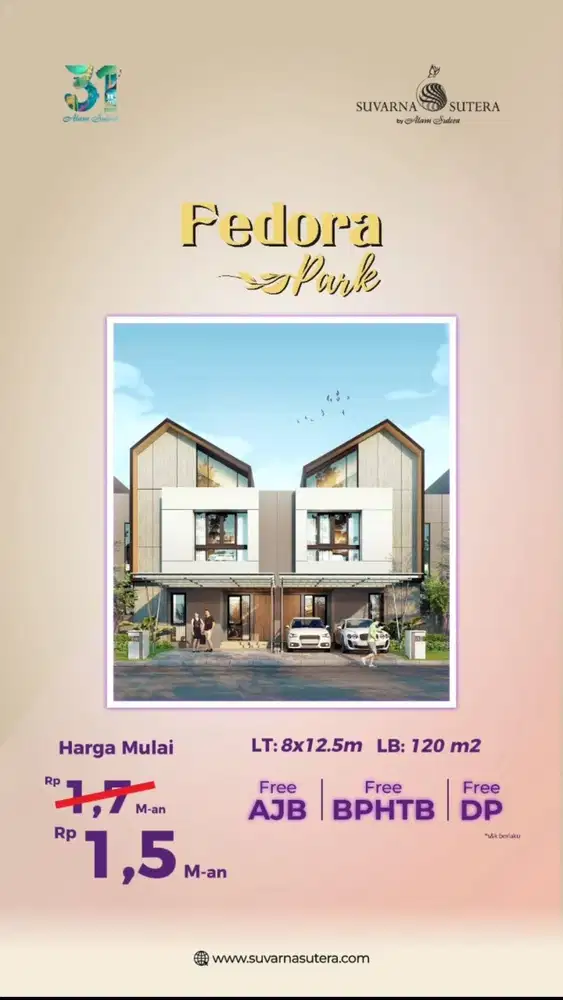 Rumah Cluster Fedora Park Promo Dan Diskon Suvarna Sutera Cikupa