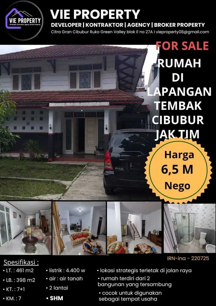 Rumah Cantik 2 Tingkat di Lapangan Tembak Cibubur