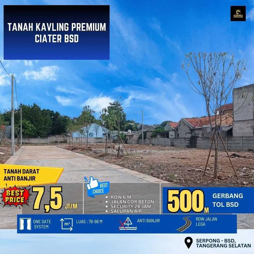 Tanah Kavling Premium Siap Bangun Hanya 500 Akses Tol BSD City