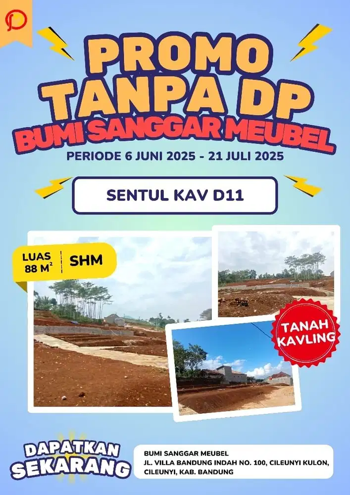 CICIL TANAH KAVLING TANPA DP HANYA SAMPAI JULI!