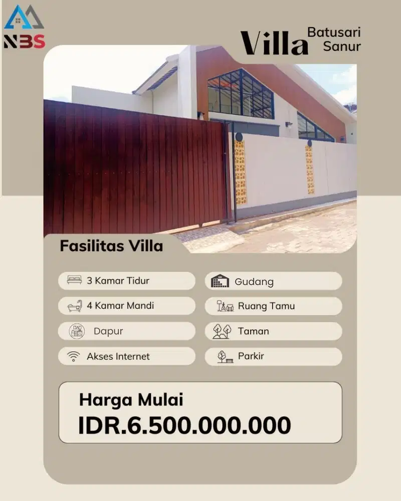 DIJUAL VILLA LANTAI 1 LOKASI SANUR
