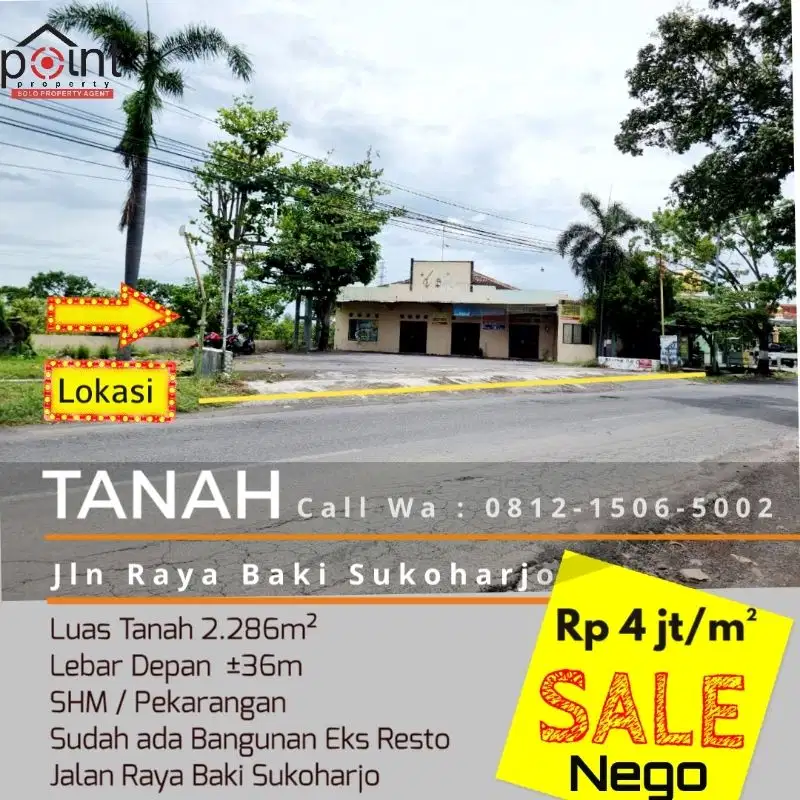 Tanah Strategis 2.286m² Bonus Bangunan Kokoh Tepi Jalan Raya