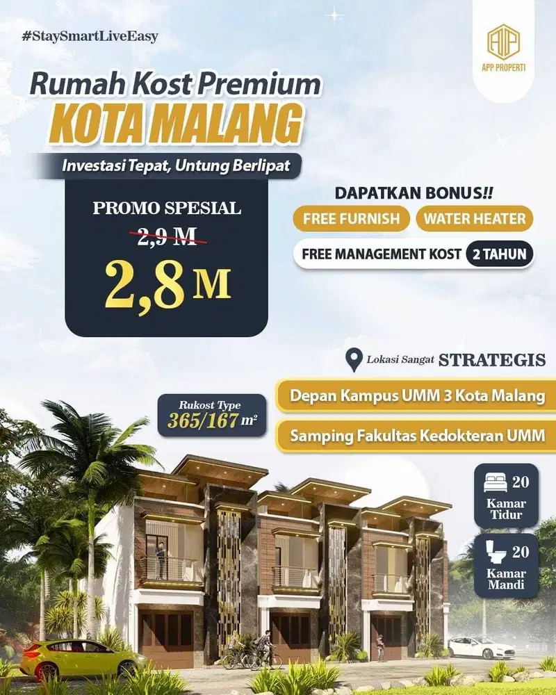 RUMAH KOS EKSKLUSIVE 23 KAMAR KOTA MALANG AREA KAMPUS