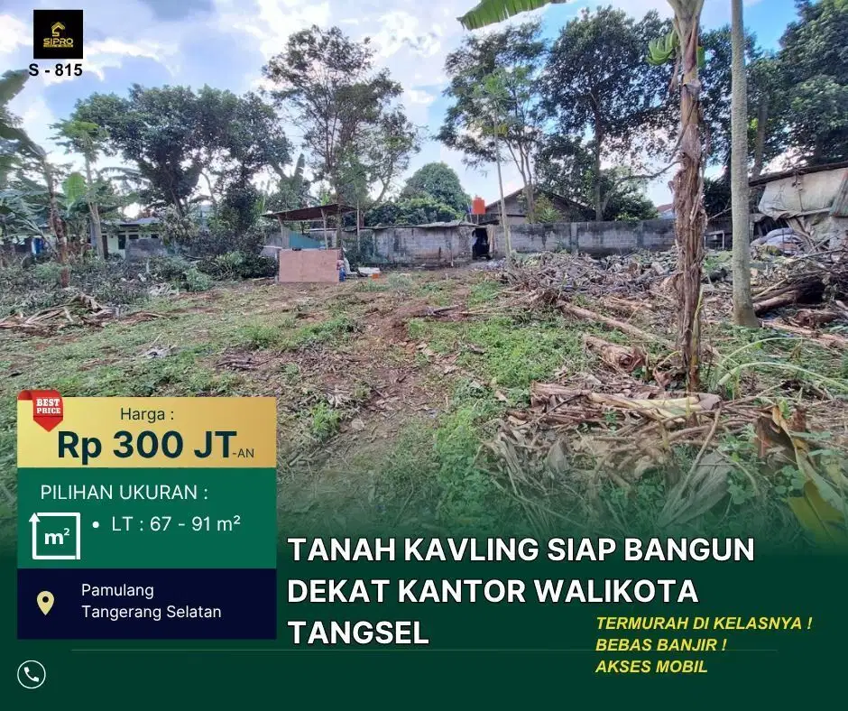 Tanah Kavling Siap Bangun di Pamulang hanya 300 jutaan