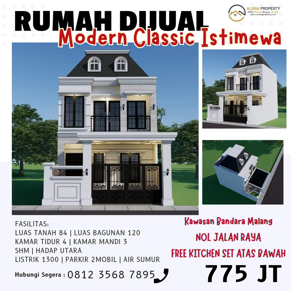 RUMAH PREMIUM MODERN CLASSIC SELANGKAH DARI BANDARA ABD SALEH MALANG