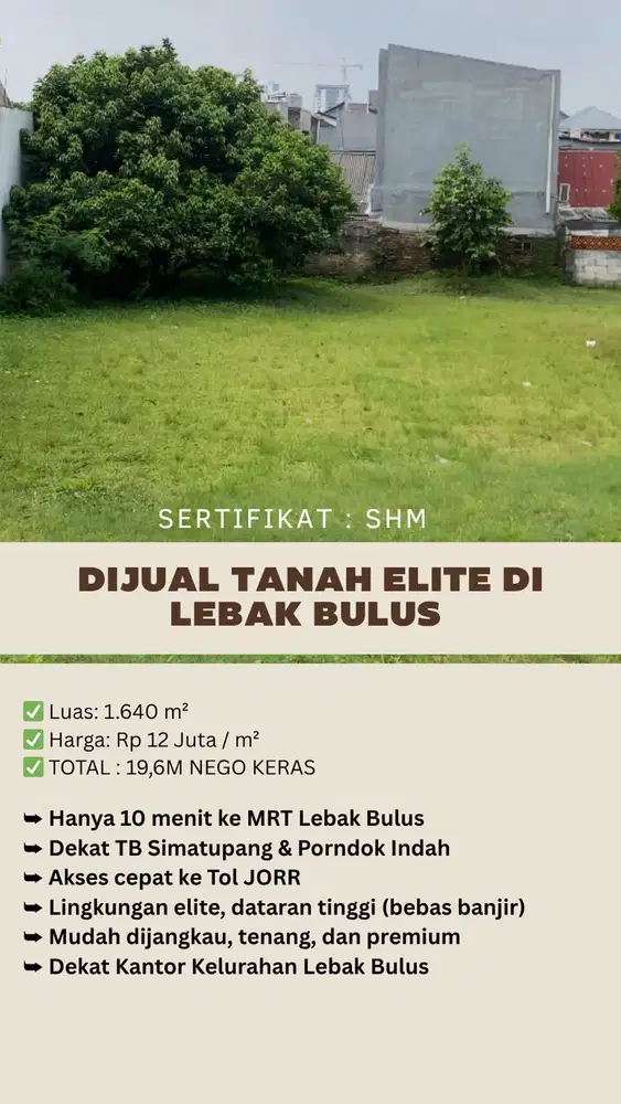 (JT) DIJUAL Kavling Rumah Lebak Bulus
