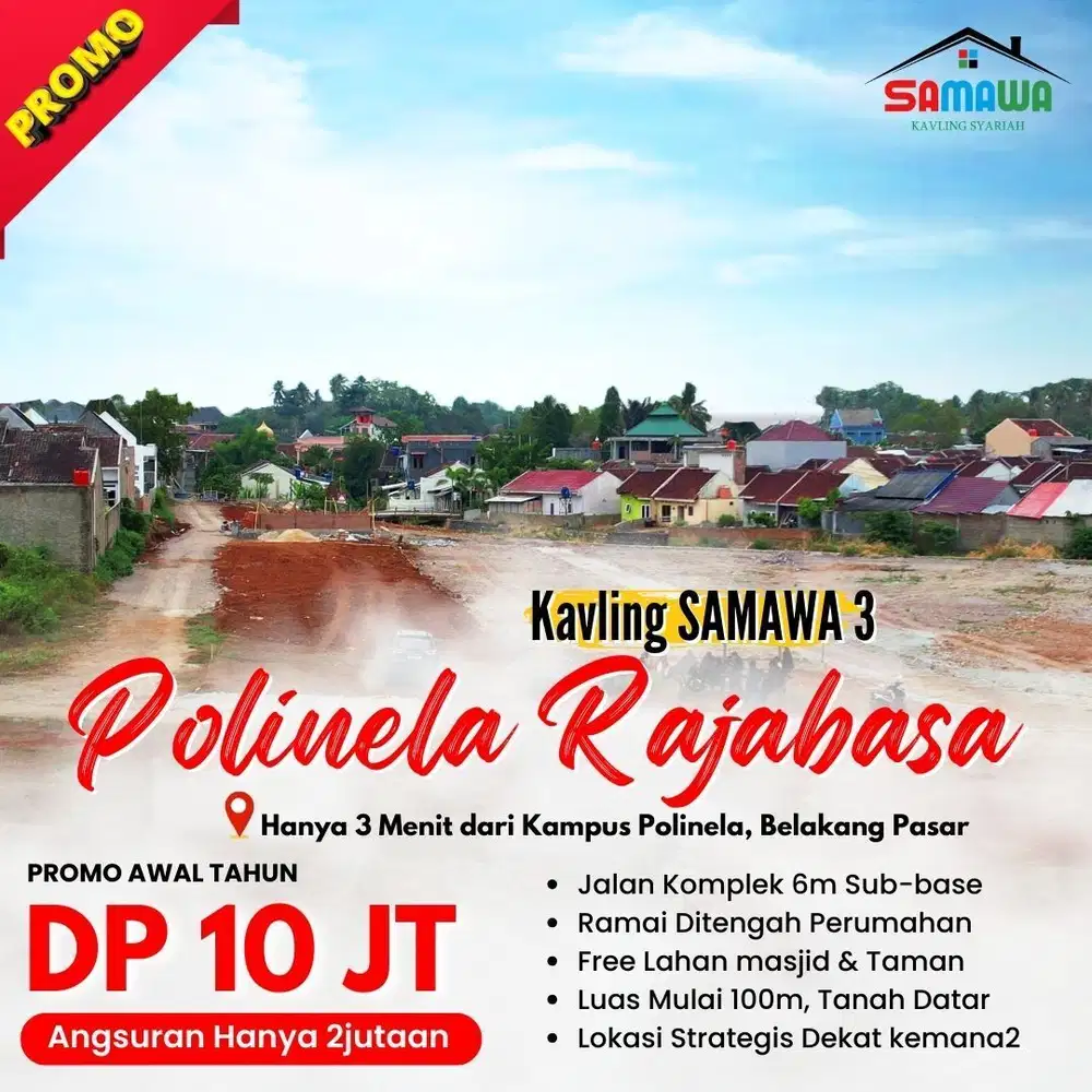 TANAH KAVLING SIAP BANGUN DKT KAMPUS POLINELA UNILA RAJABASA