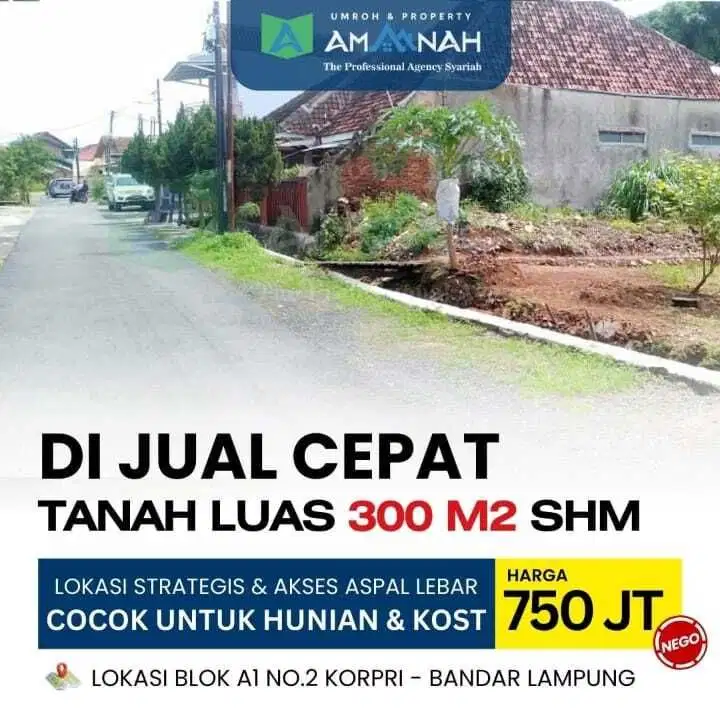 DIJUAL TANAH MURAH DIKORPRI DEKAT KAMPUS UIN DAN ITERA