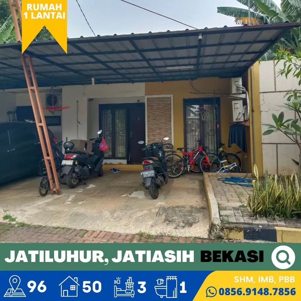 Rumah dijual Murah, Luas Cluster Jatiluhur, Bekasi 2 km Tol Jatiasih