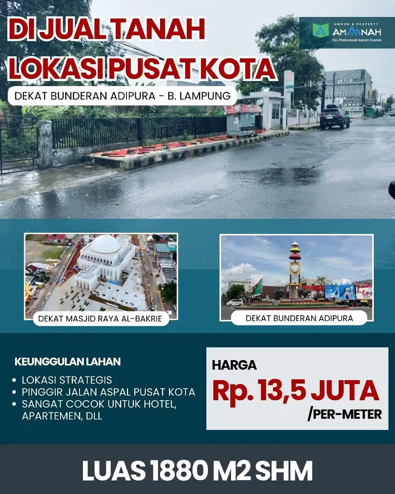 TANAH DI PUSAT KOTA BANDAR LAMPUNG DIJUAL MURAH