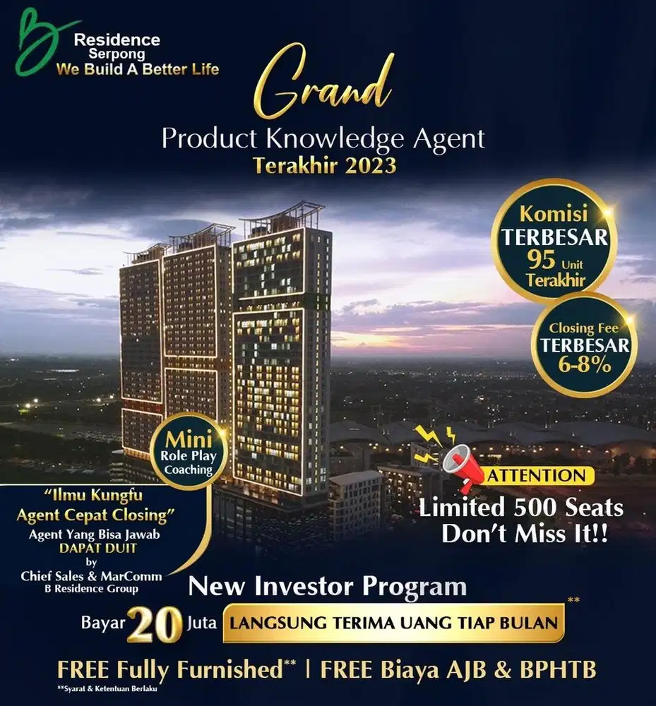 Bayar 20jt Langsung Terima Uang Tiap Bln Di Apartemen B Residence BSD