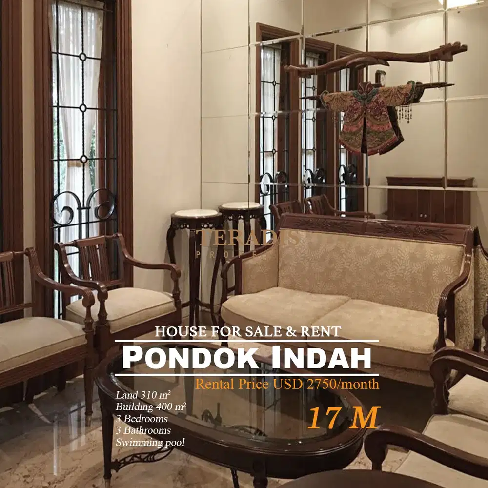 DIJUAL ATAU DISEWAKAN RUMAH DI KAWASAN PONDOK INDAH
