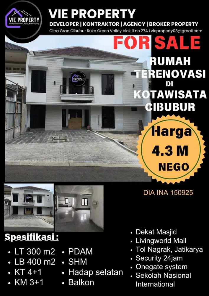 Rumah rapih sedang tahap renovasi di Kota Wisata Cibubur