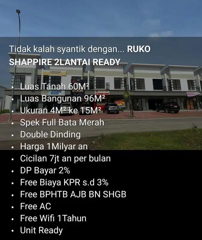 Ruko Hook Ready Di Center Bisnis karawang / Ruko Saphire