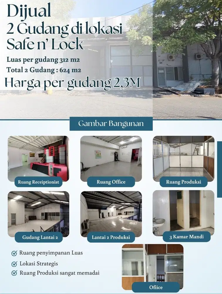 Gudang murah safe n lock Sidoarjo dekat tol siap huni