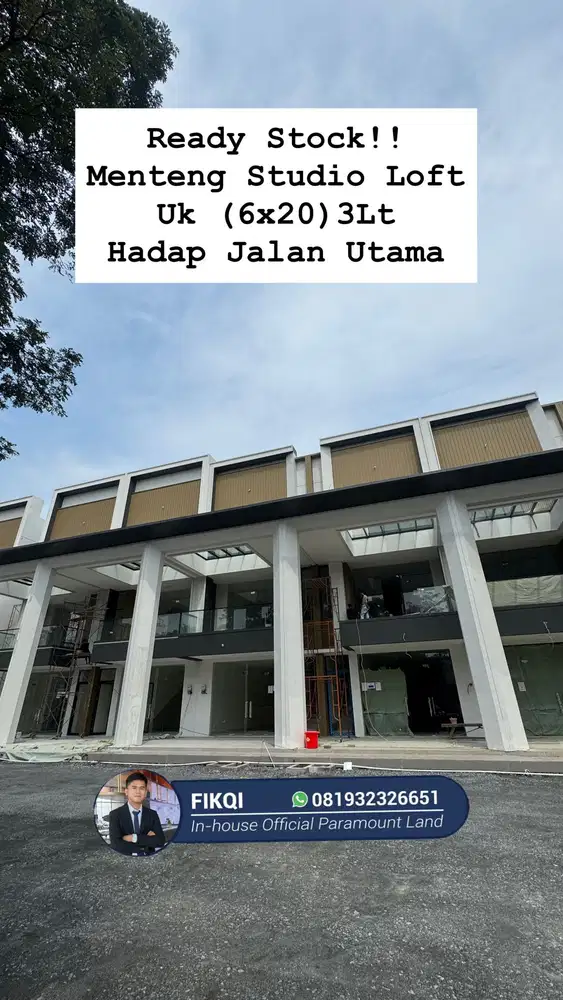 Menteng Studio Loft 6x20, Ruko Komersial Hadap Jalan Double Parkir