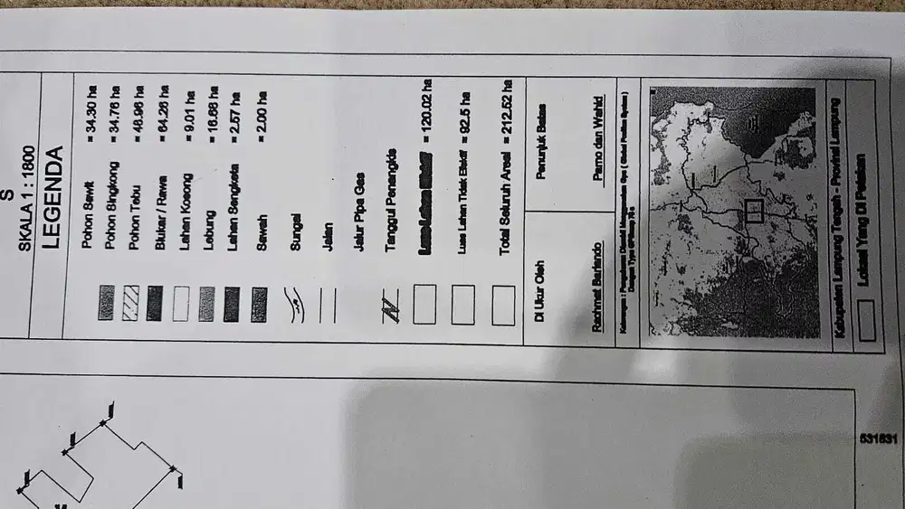 TANAH LUAS 212HA COCOK BUAT PERKEBUNAN SAWIT DKT EXIT TOL TERBANGGI