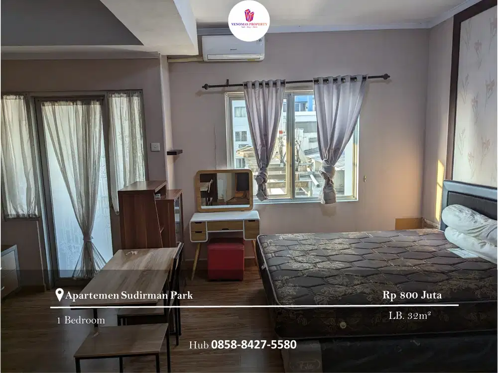 Dijual Apartement Sudirman Park 1BR Full Furnished View Selatan Taman