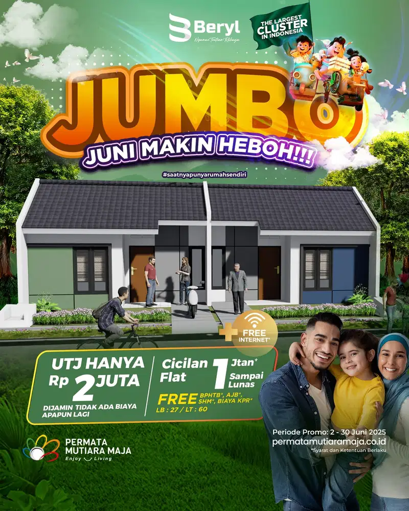 Cicilan 1Jutaan Flat Sampai Lunas Dekat Kota Mandiri Citra Maja Raya