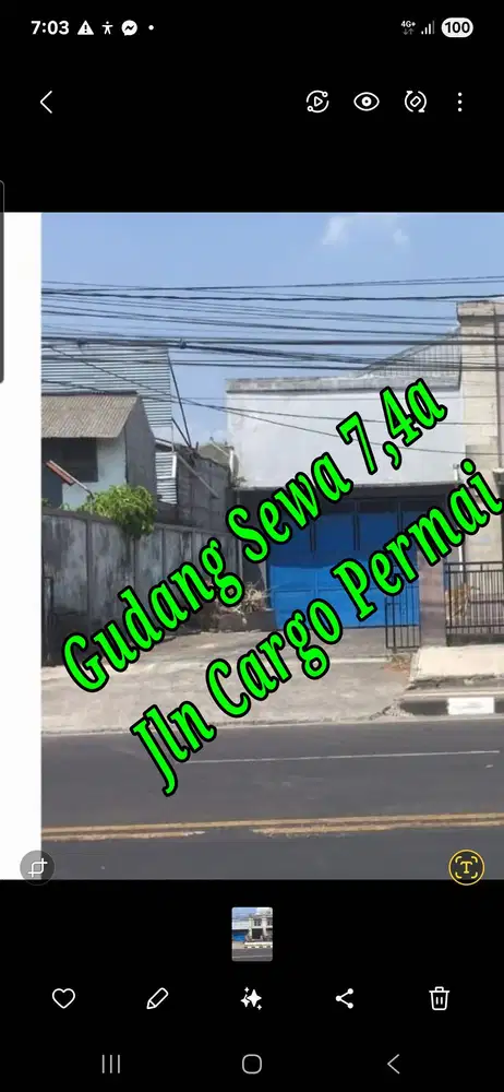 Disewakan Gudang 7,4a di Jln induk Cargo Permai Denpasar Barat Bali