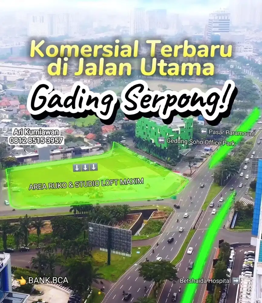 MAXIM SQUARE GADING SERPONG RUKO 3LT DI JL BOULEVAR DIAPIT PASAR & RS