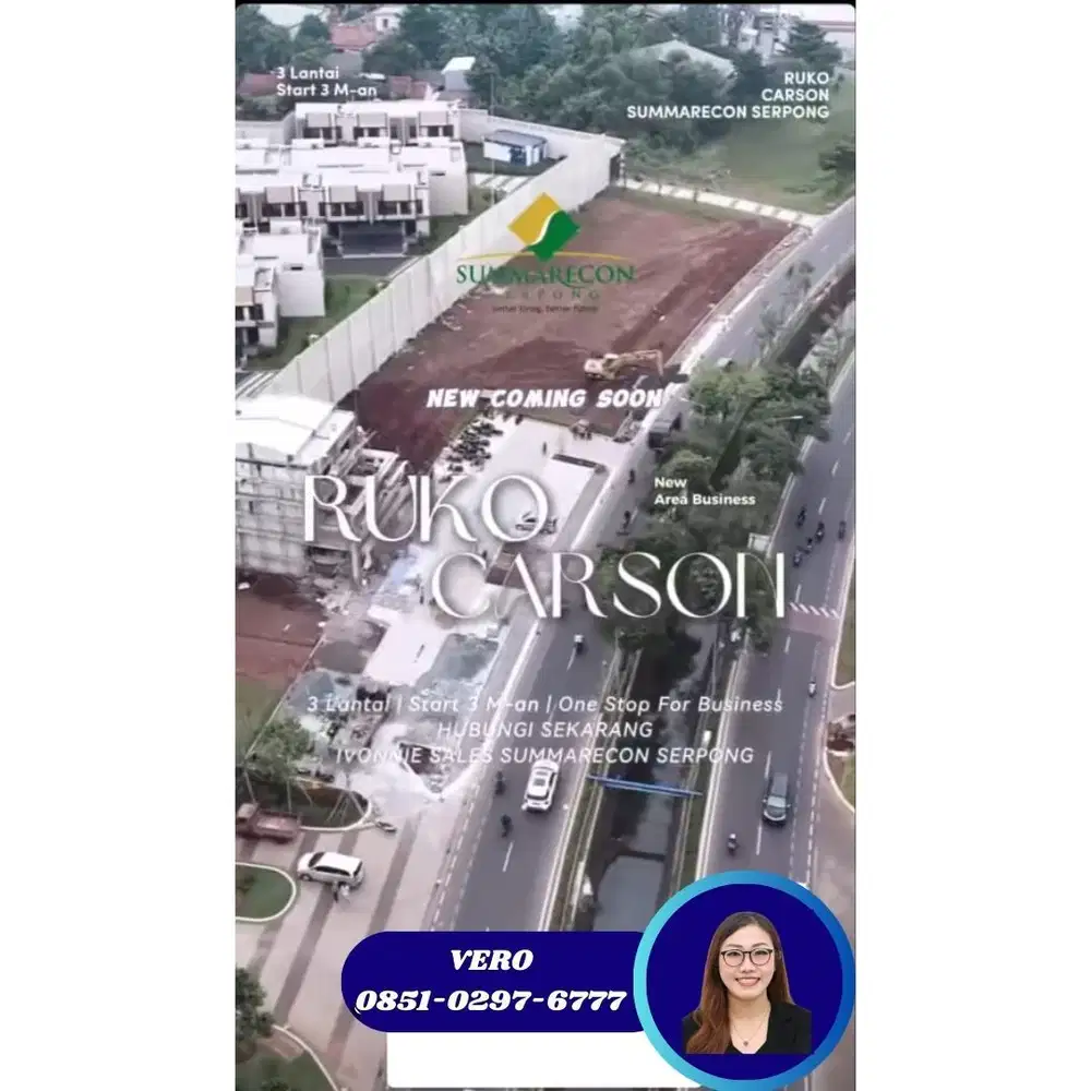 Hadap Jalan Ruko CARSON 3lantai at Summarecon Gading Serpong Teramai!