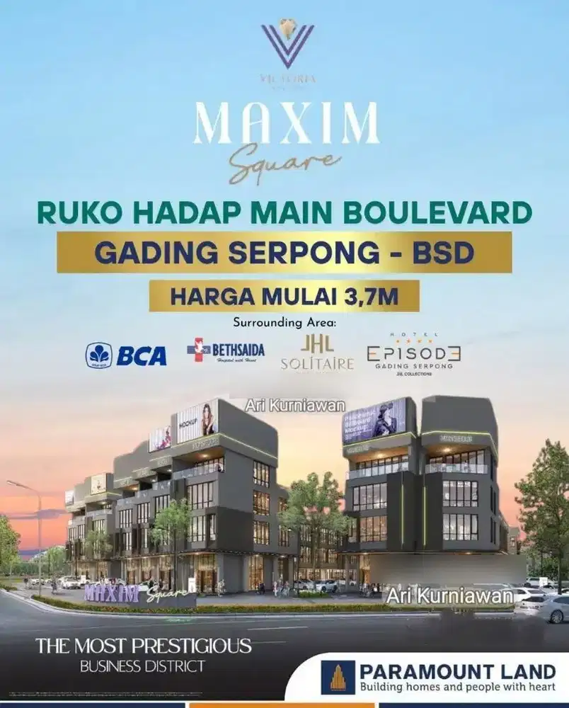 Ruko maxim square & studio loft terbaru launching tanpa undi 3lt 3man