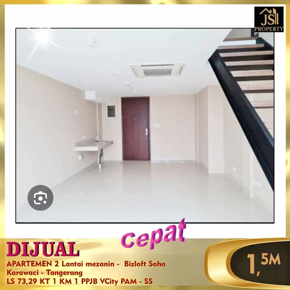 DIJUAL RUGI APARTEMEN 2 LANTAI MEZANIN BIZLOFT SOHO KARAWACI TANGERANG